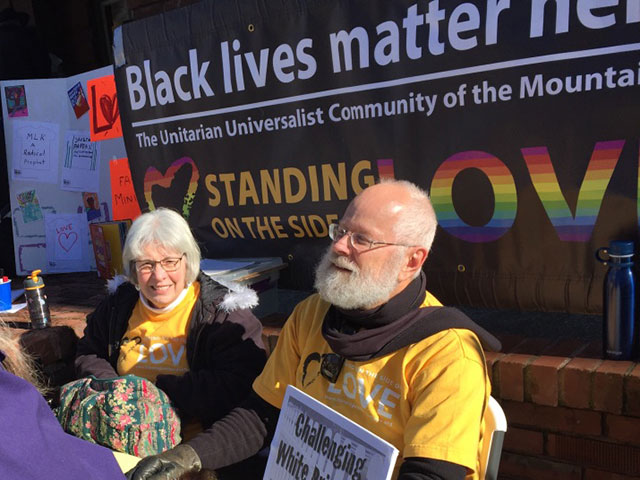 members at black lives matter booth