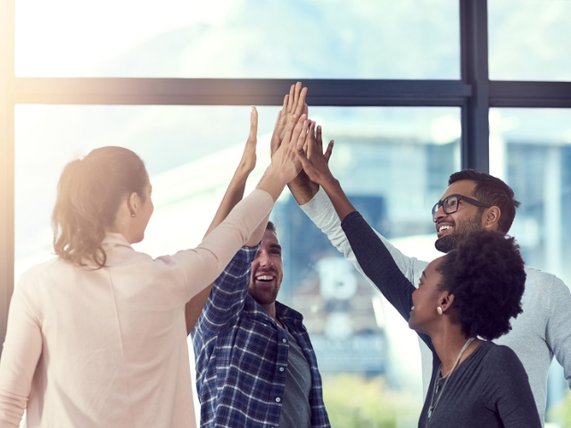 a group high five