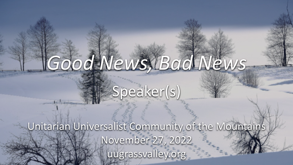 Good News, Bad News – November 27, 2000