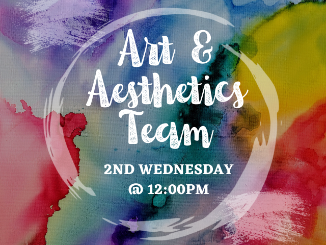 watercolor splashes with text - Art & Aesthetics team meeting
