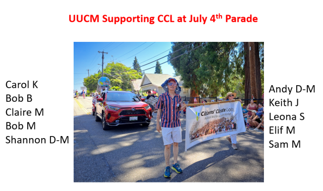 UU’s and CCL at the Grass Valley July 4th Parade