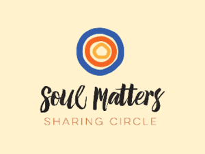 concentric circles in blue, orange, and yellow from outer to innermost with text: "Soul Matters Sharing Circle"