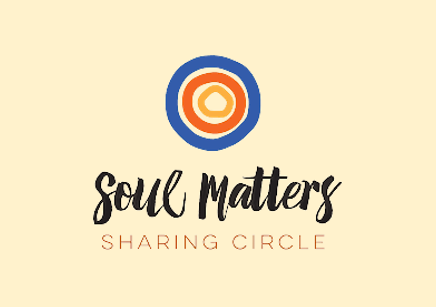 concentric circles in blue, orange, and yellow from outer to innermost with text: "Soul Matters Sharing Circle"