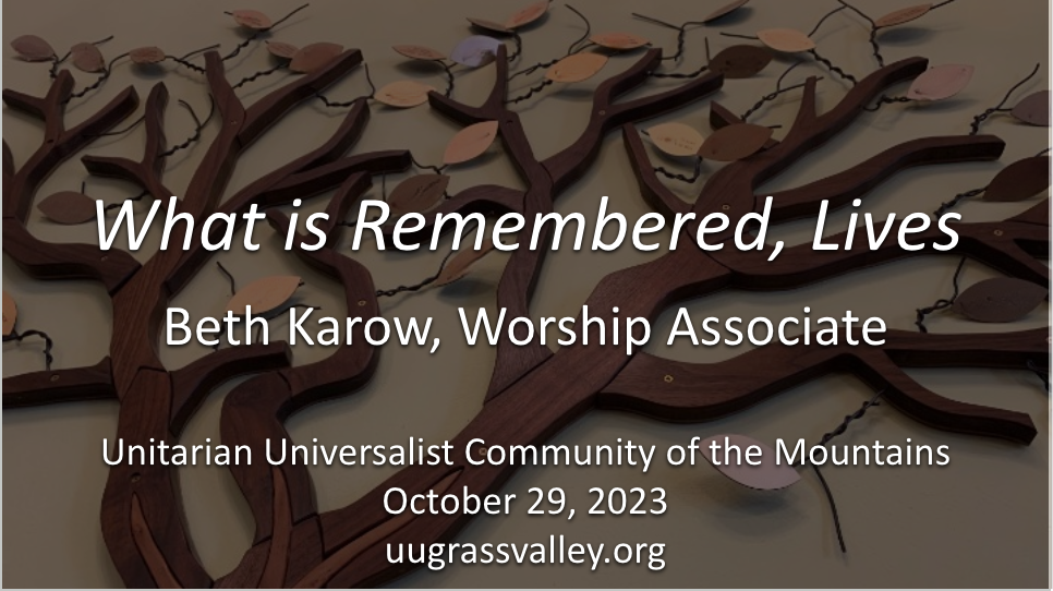 What is Remembered, Lives