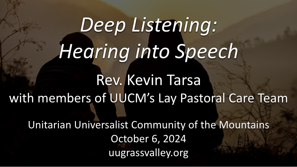 Deep Listening: Hearing to Speech