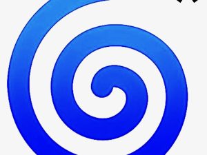 blue spiral with asterisk