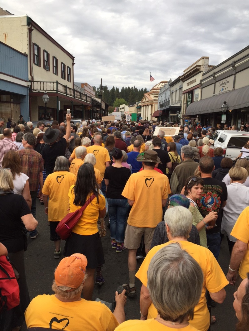 UUs in yellow "Side With Love" shirts walk in the love walk 2017